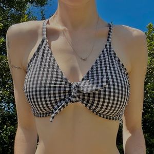 B&W Plaid Bikini Top